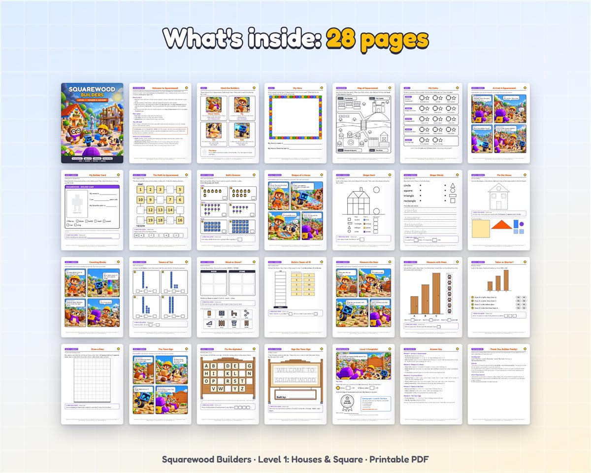 All 28 pages of Level 1 shown as thumbnails